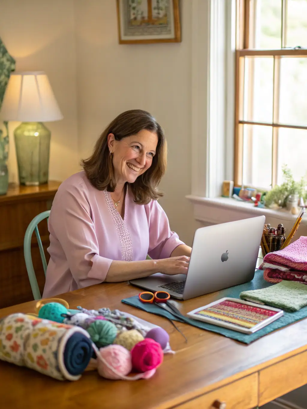 A person working from home in a comfortable setting, emphasizing the reliability and speed of Quadcore Broadband's internet service for remote work.